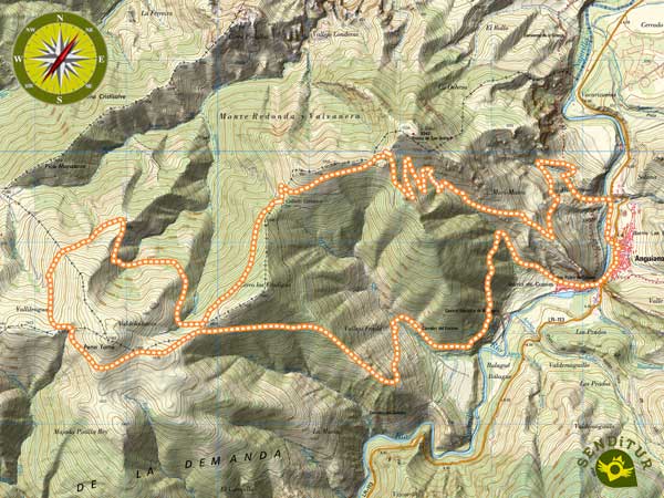 Mapa Topográfico con el recorrido de la 19 Marcha por los montes de Anguiano