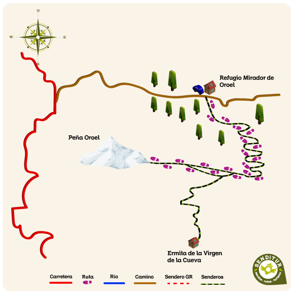 Map of the route Ascent to Oroel Rock