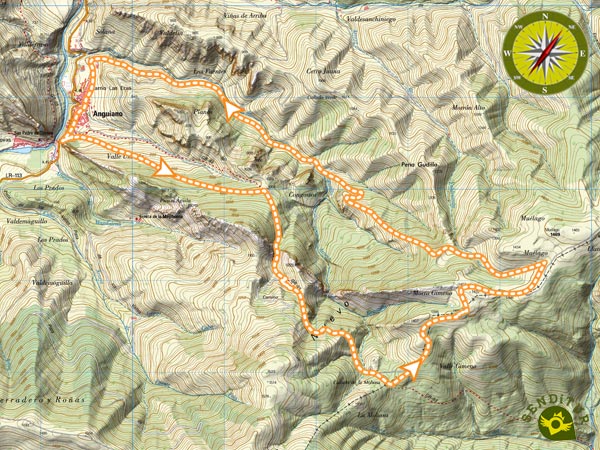 Topographic map of the Route of the Serradero